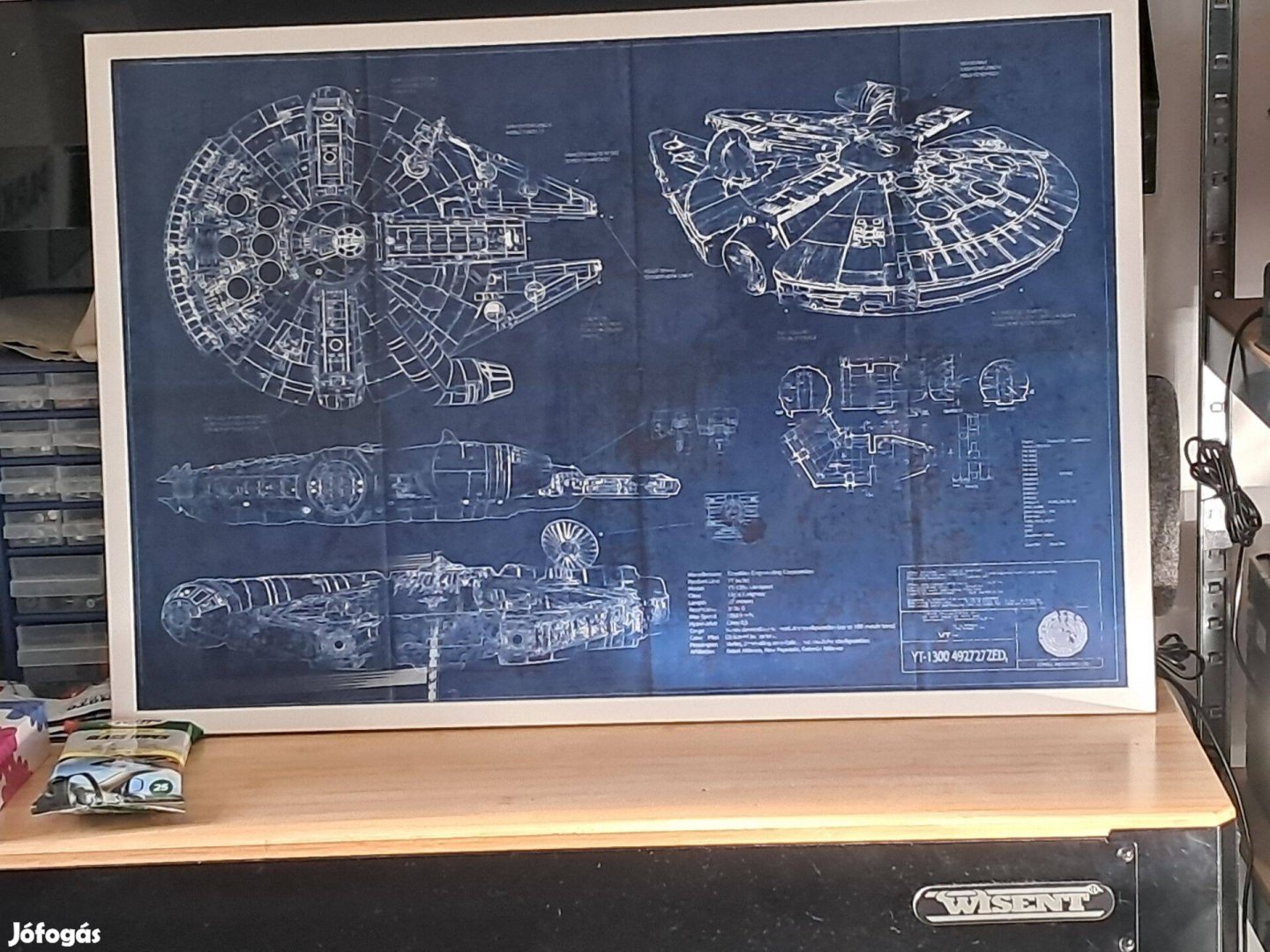 Millennium Falcon blueprint, képkerettel együtt