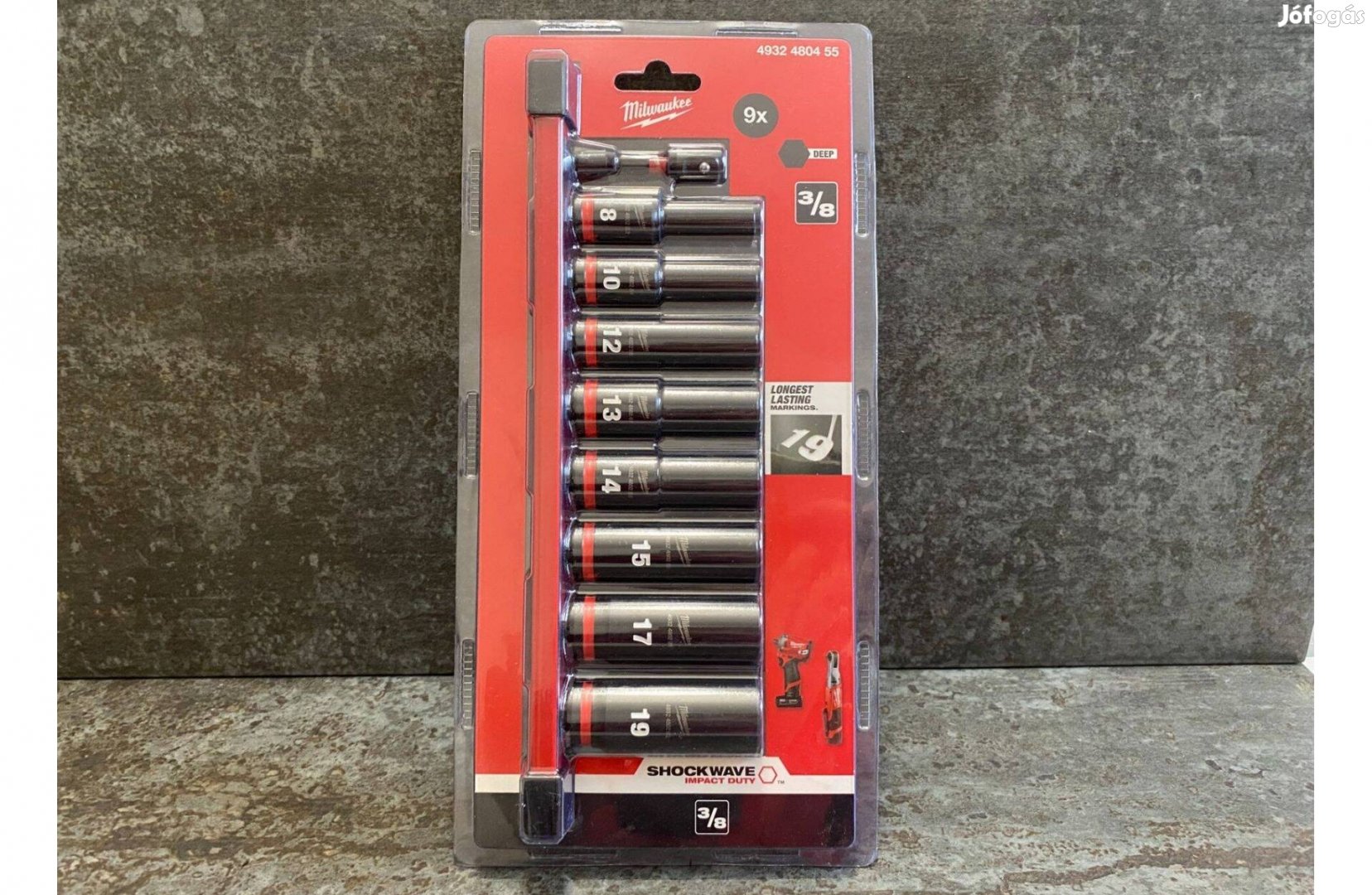 Milwaukee 3/8" Gépi hosszú dugókulcs készlet