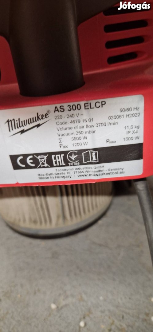 Milwaukee AS 300 Elcp elektromos porszívó 1500 W | 30 l |