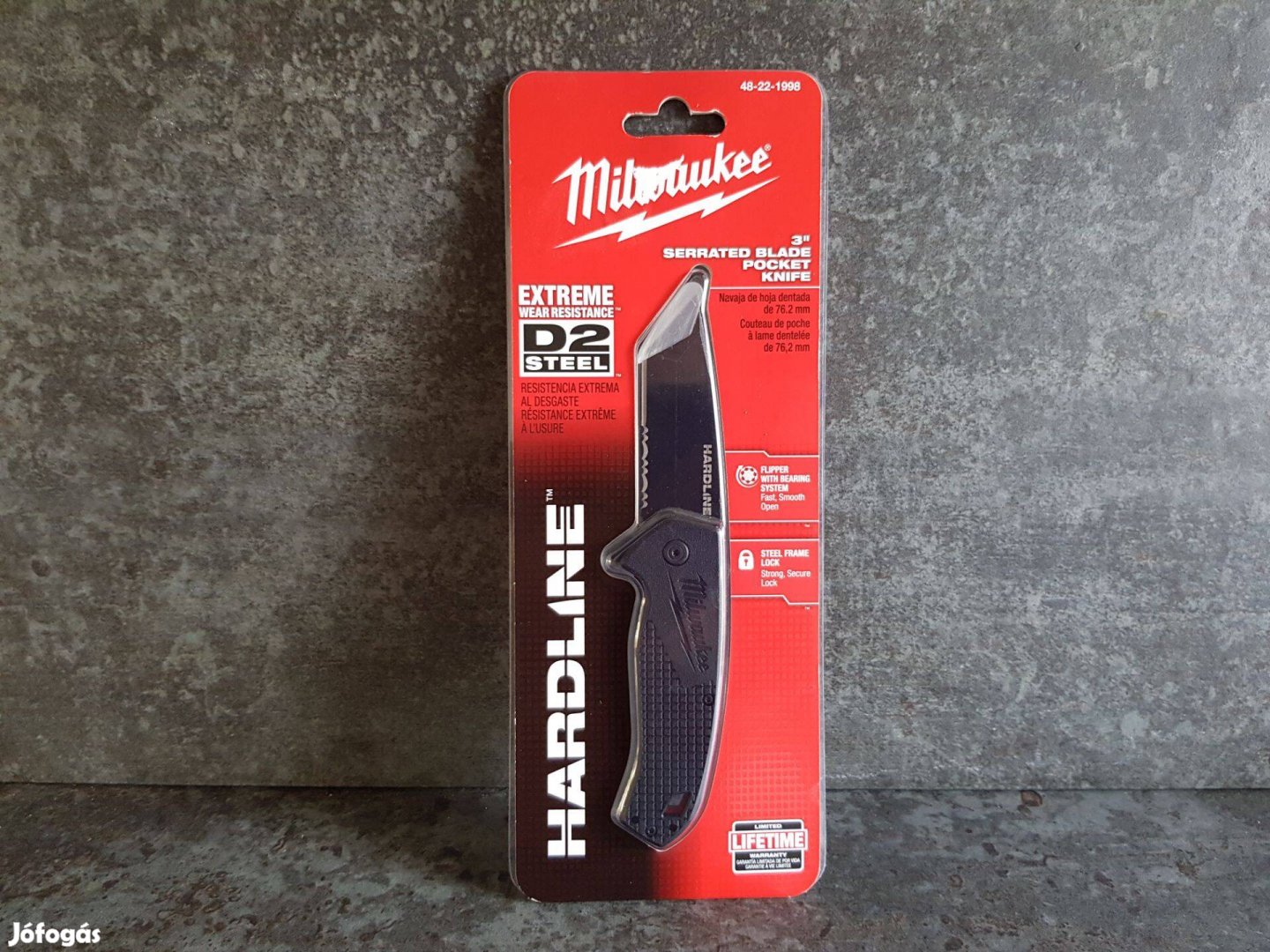 Milwaukee Hardline D2 Extreme Szögletes Fogazott Csapágyas bicska kés
