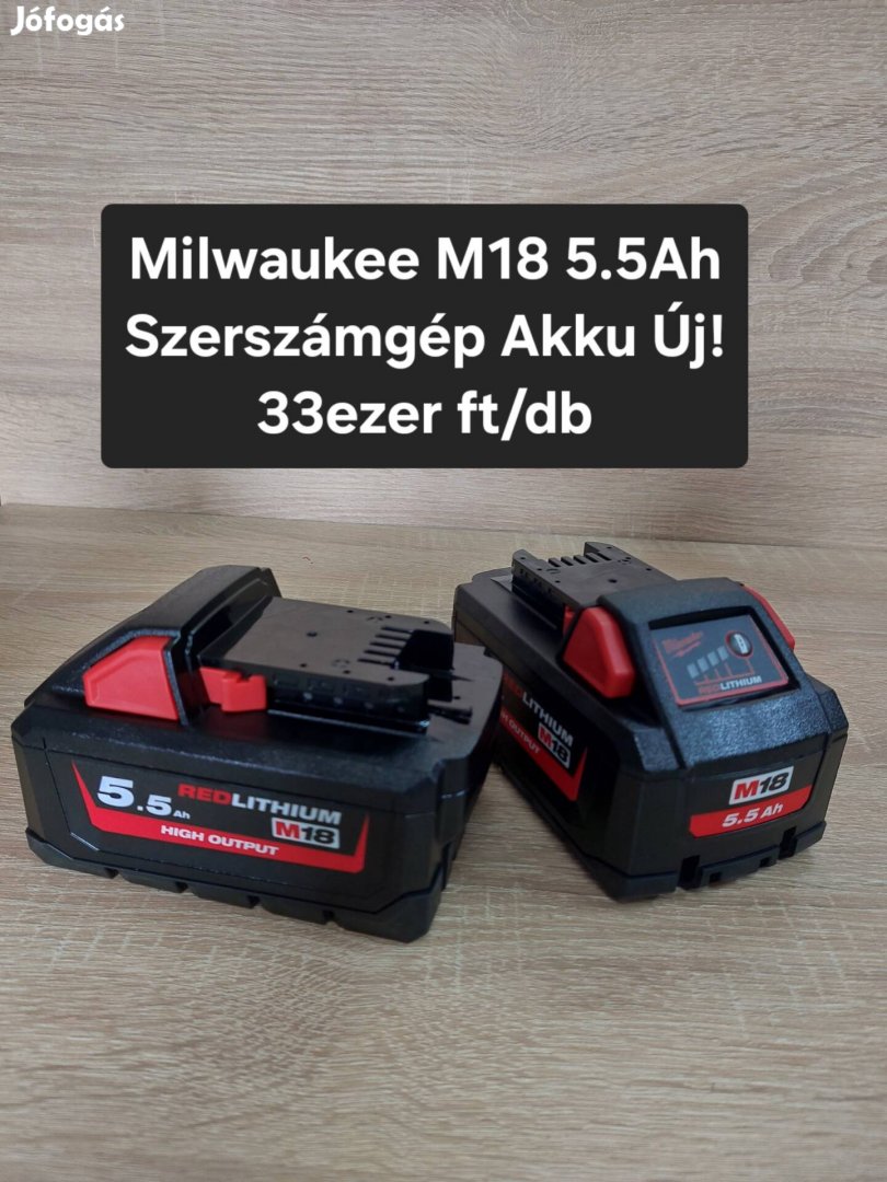 Milwaukee M18 5.5Ah High Output Eredeti Szerszámgép Akku 