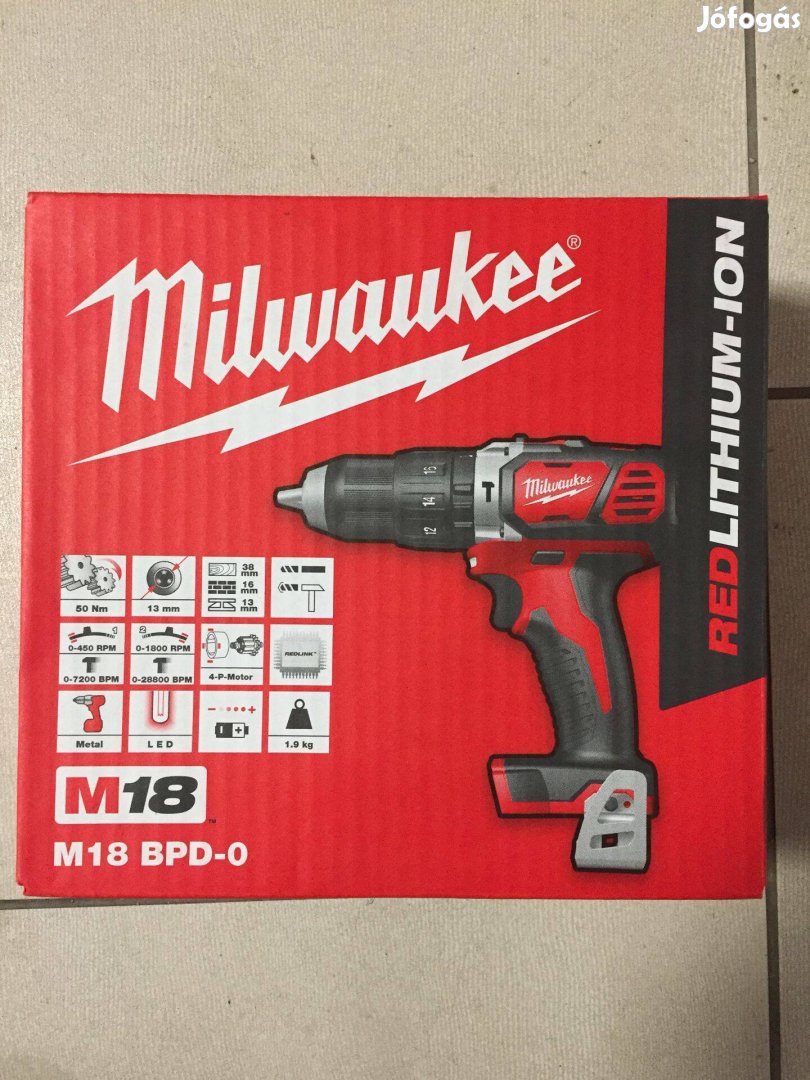 Milwaukee M18 BPD-0 Akkus ütvefúró-csavarozó 18V (Akku-töltő nélkül)