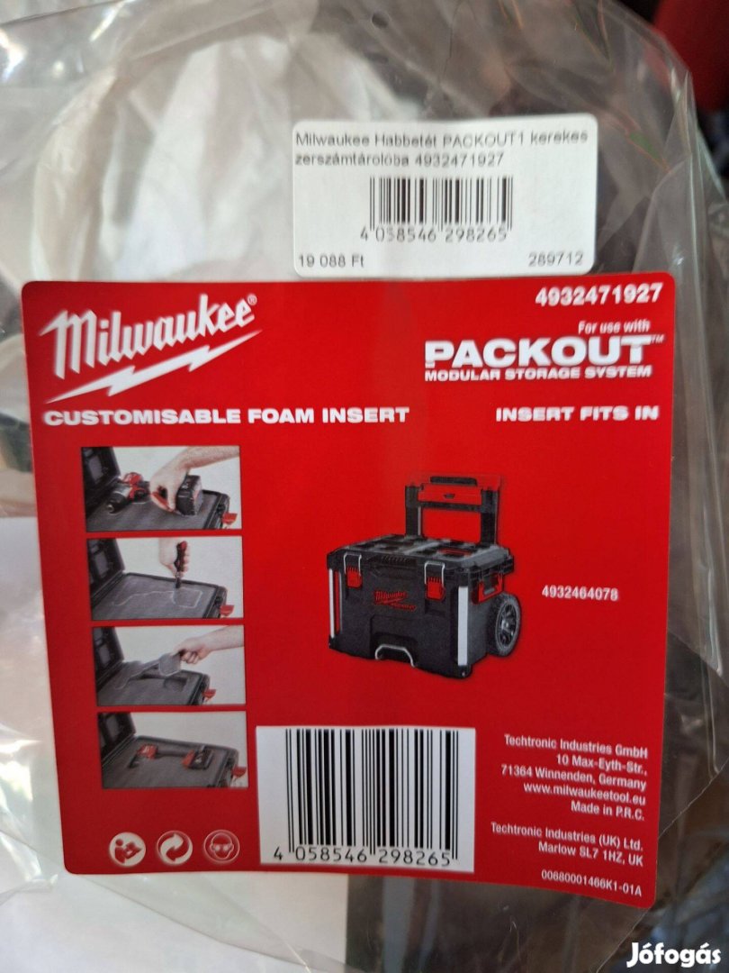 Milwaukee Packout 1 Koffer Betét Új