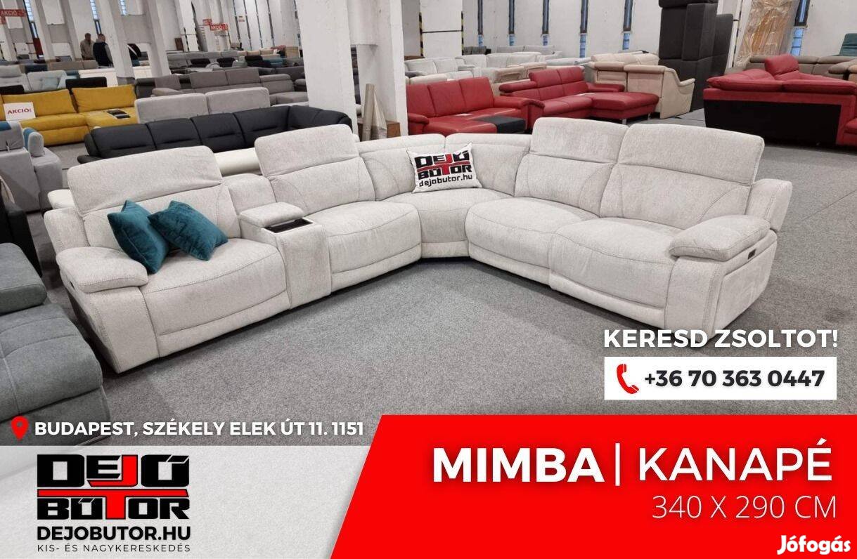 Mimba Motoros TV relax sarok fehér kanapé ülőgarnitúra 418x215 cm