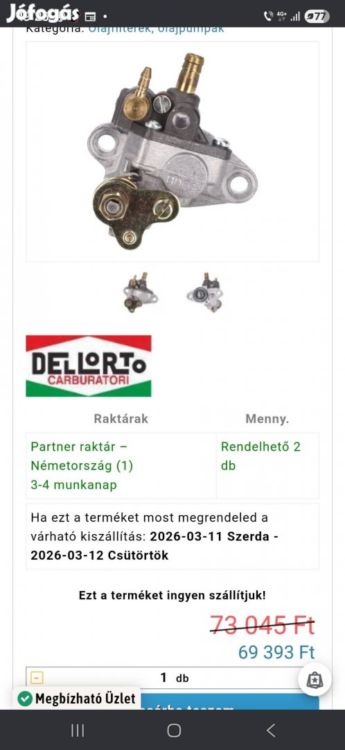 Minarelli Am6 olajpumpa dellorto