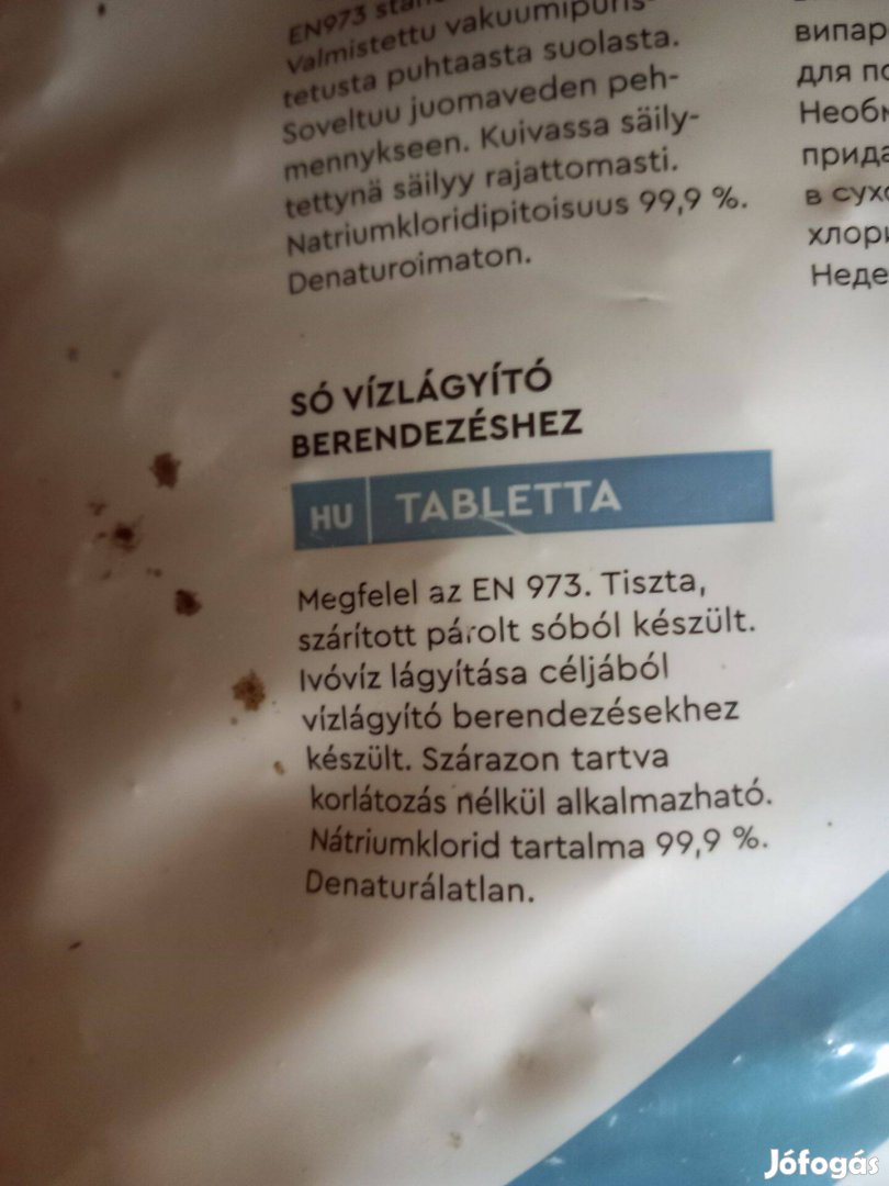 Minden vízlágyító berendezéshez megfelelő 1 zsák sótabletta