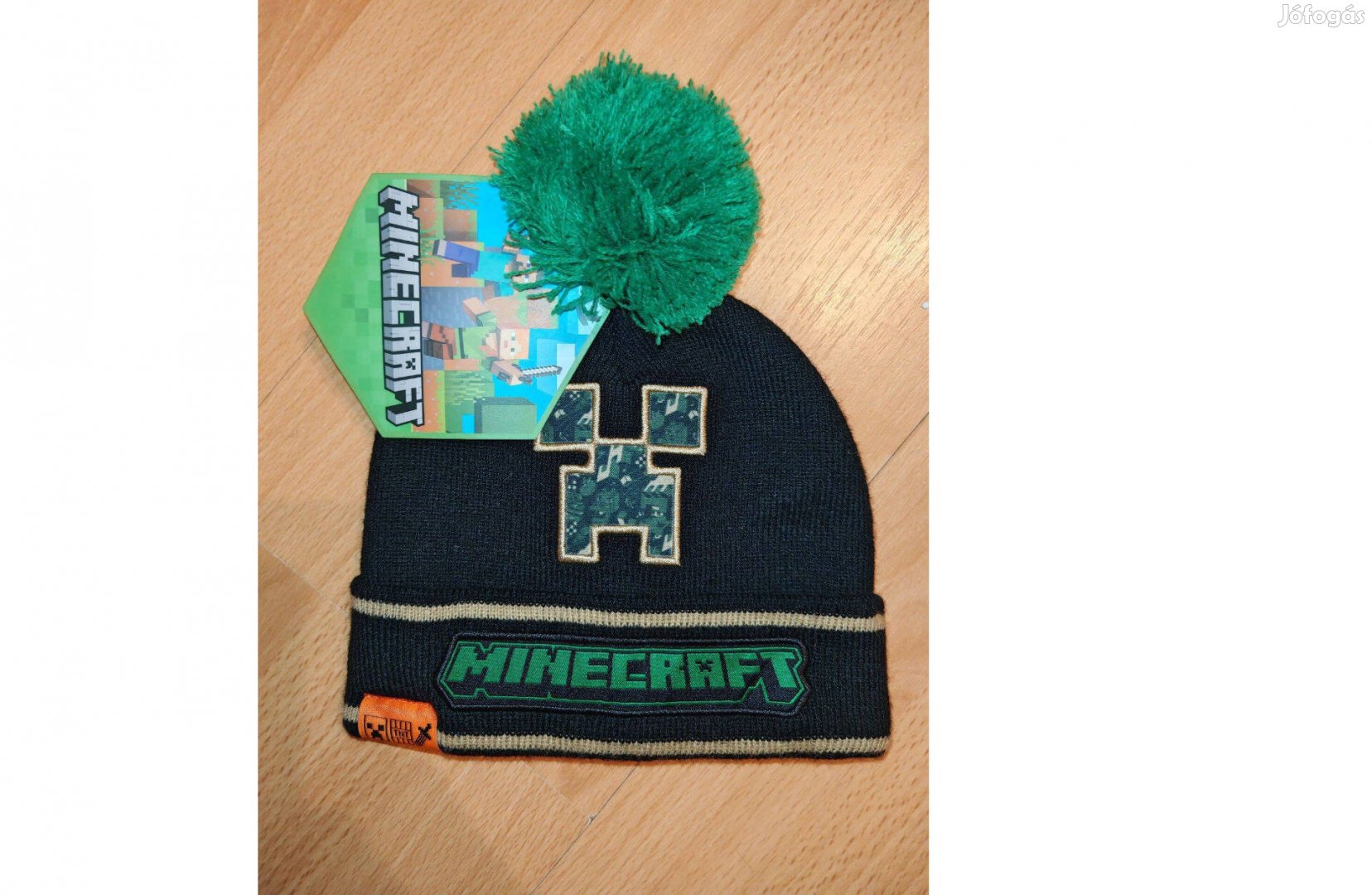 Minecraft eredeti új címkés fekete zöld kötött sapka SM