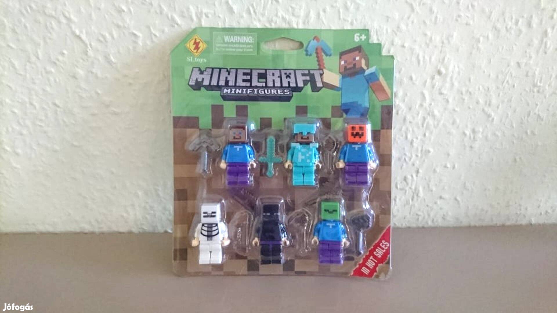 Minecraft figura szett tortadísz játék 6 db + kiegészítők Új Készleten