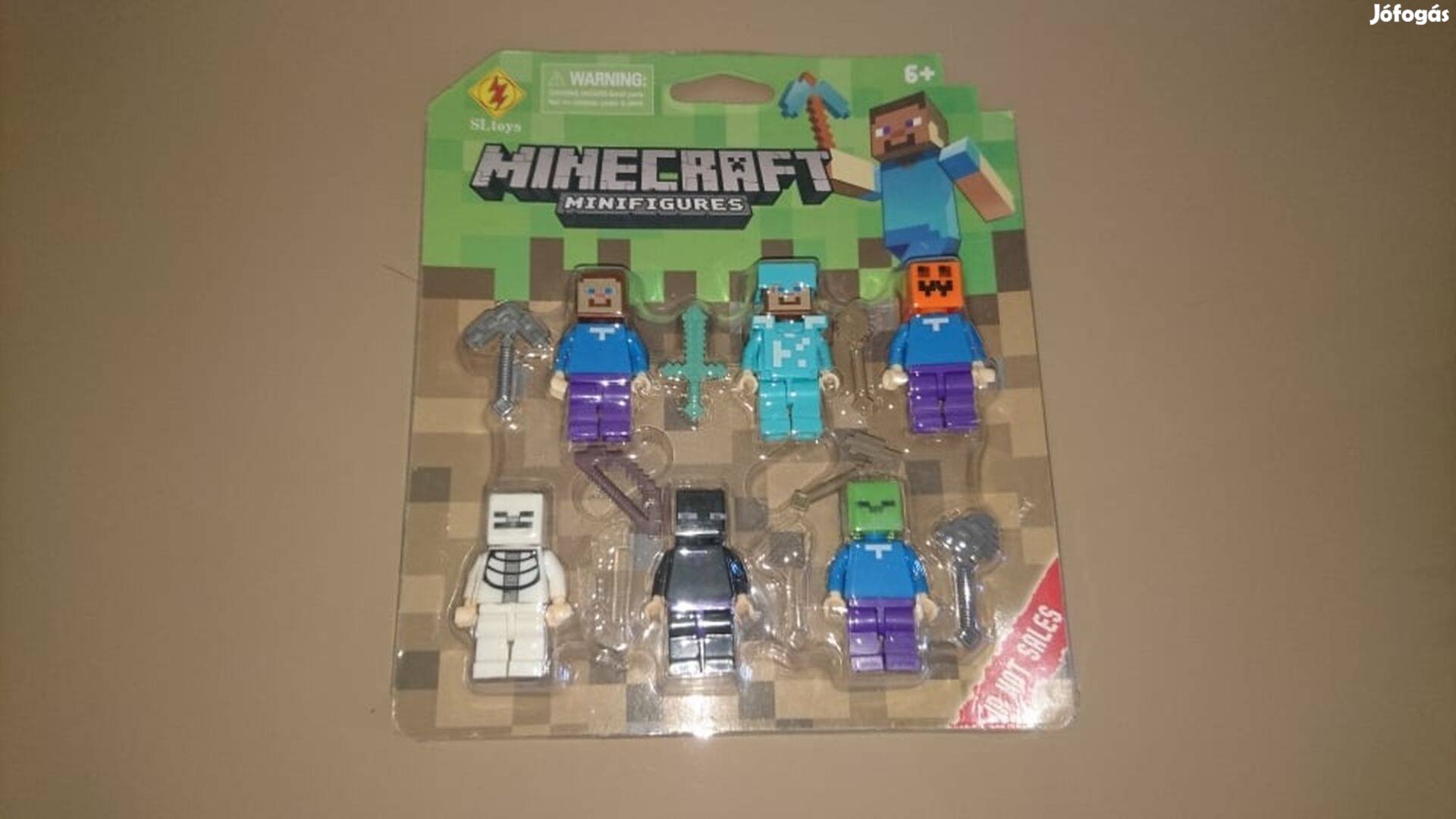 Minecraft figura szett tortadísz játék 6 db + kiegészítők Új számlával