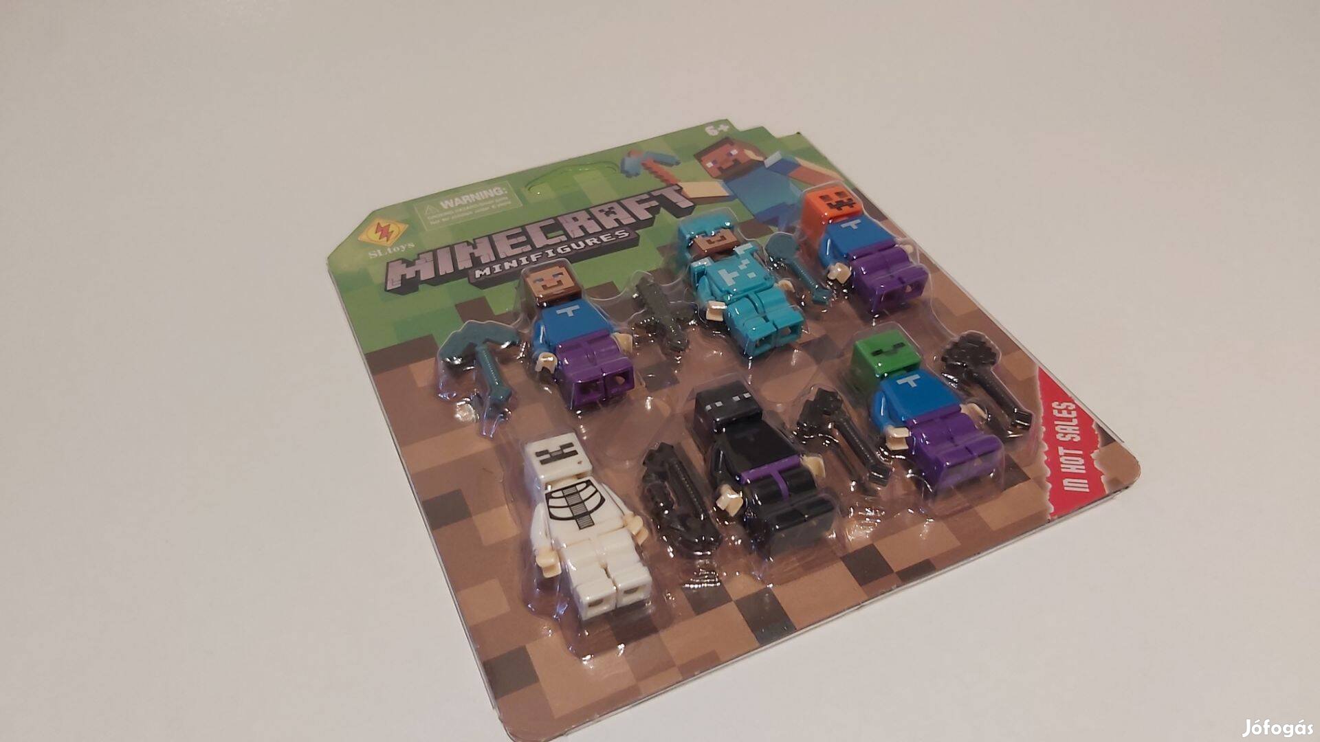 Minecraft figura szett tortadísz játék 6db +kieg Új számlával építőját