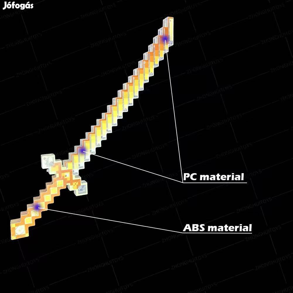 Minecraft inspirálta pixeles kard Sárga