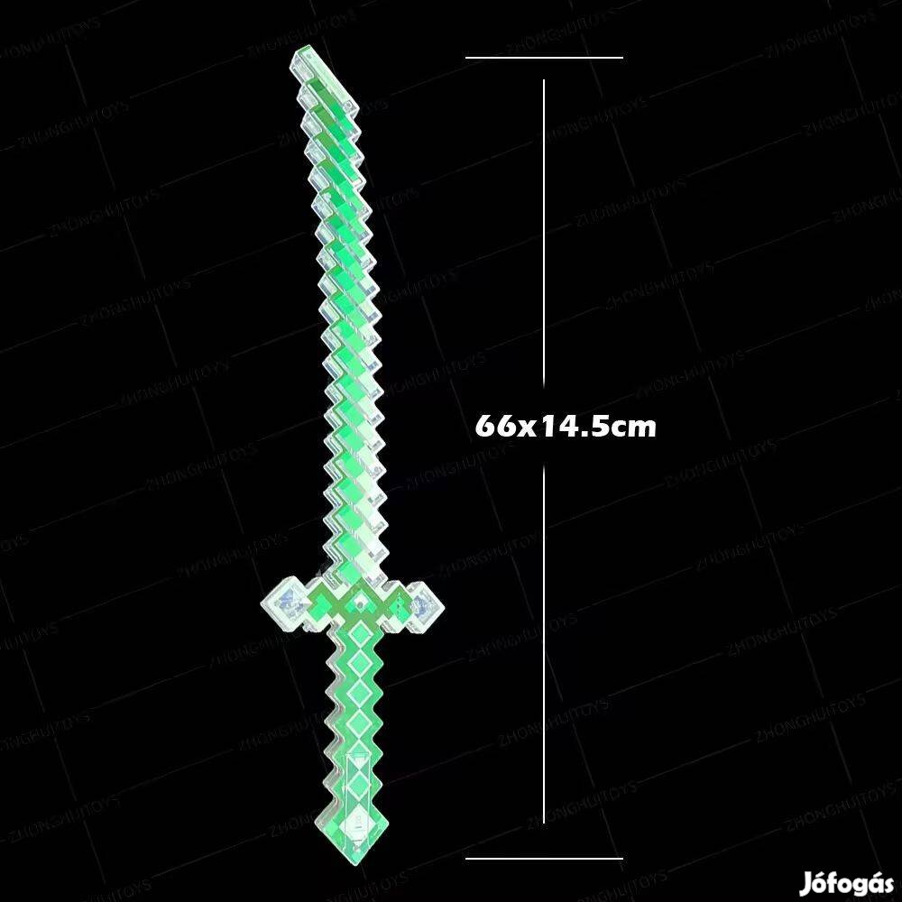 Minecraft inspirálta pixeles kard Zöld