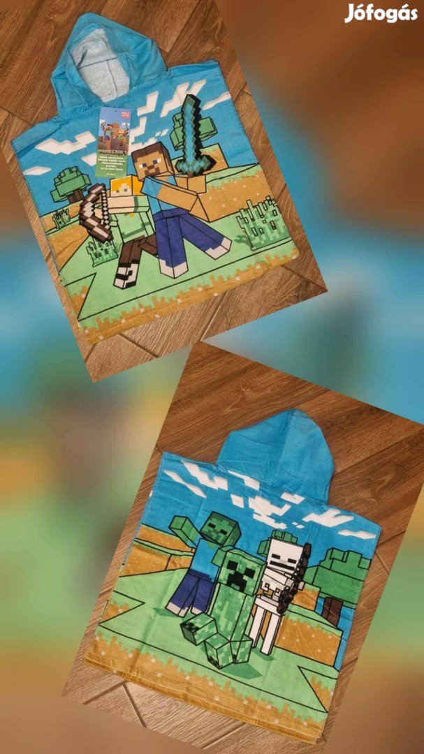 Minecraft mintás strand poncsó