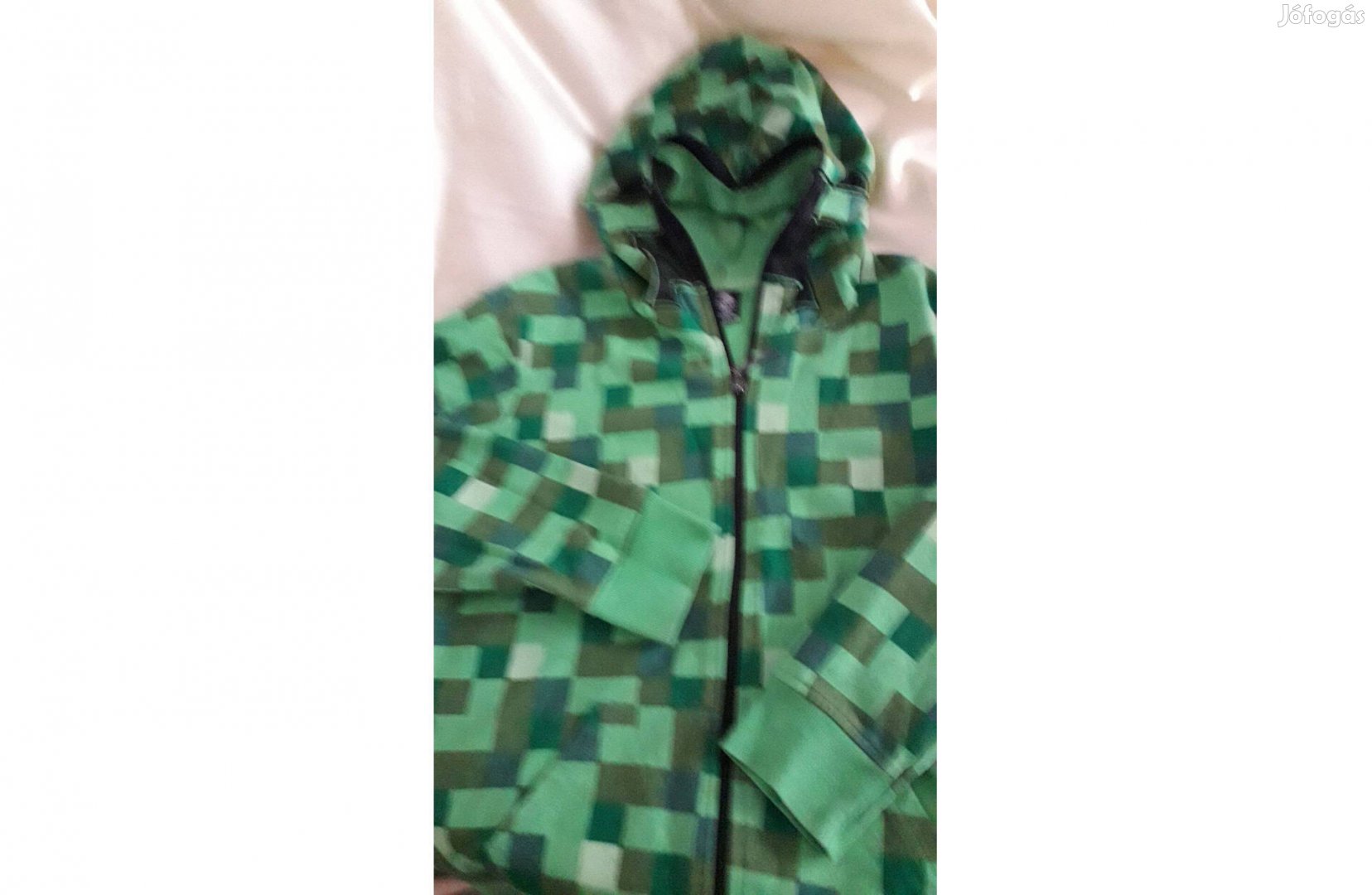 Minecraft zöld cipzáros kapucnis zsebes pamut felső dzseki M
