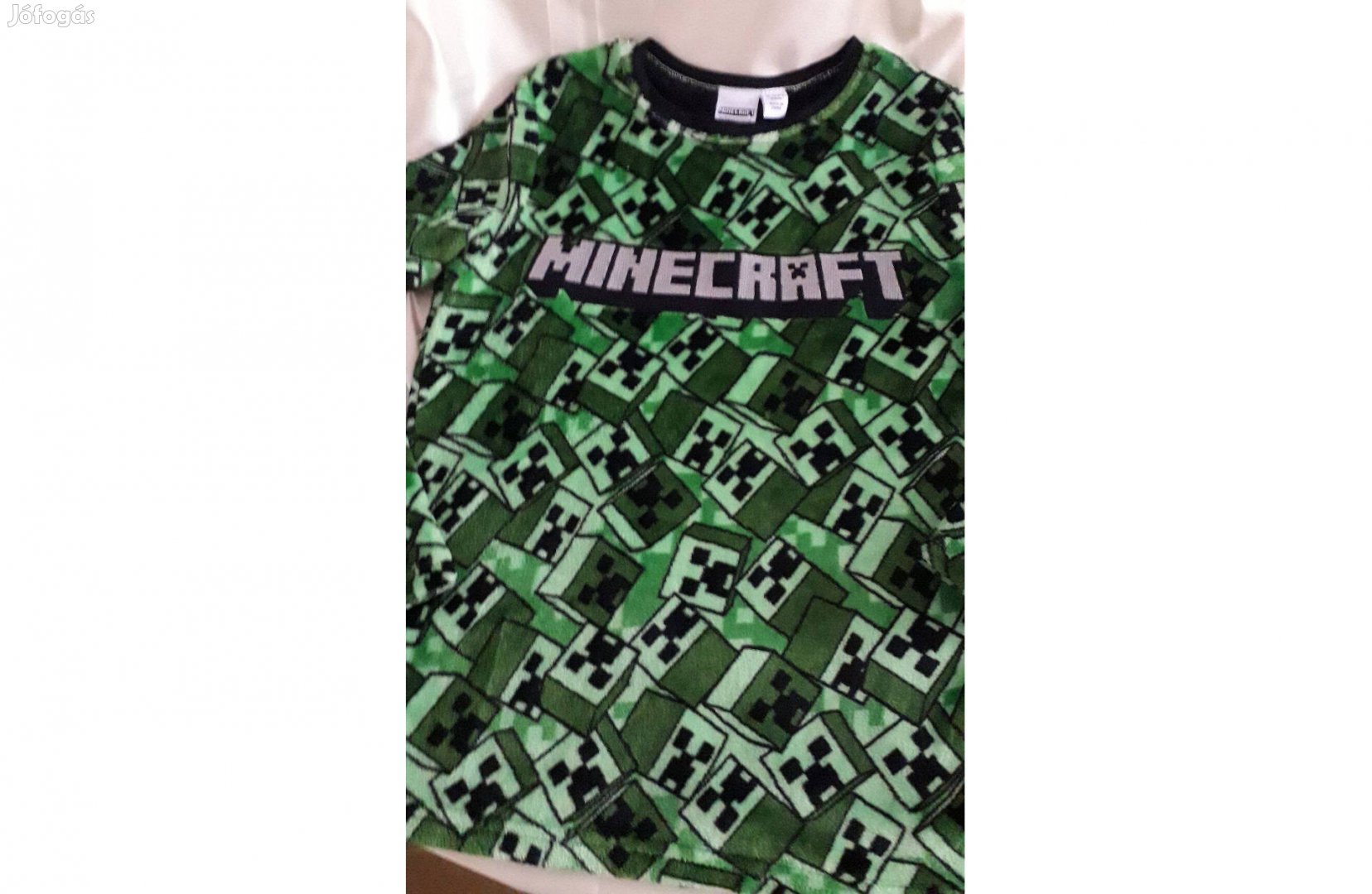 Minecraft zöld pihe-puha hosszú ujjú felső dzseki 12-13 éves 158 újsze