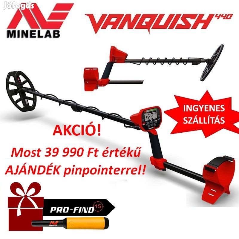 Minelab Vanquish 440 fémdetektor fémkereső  + ajándék Pro-Find 15 pin