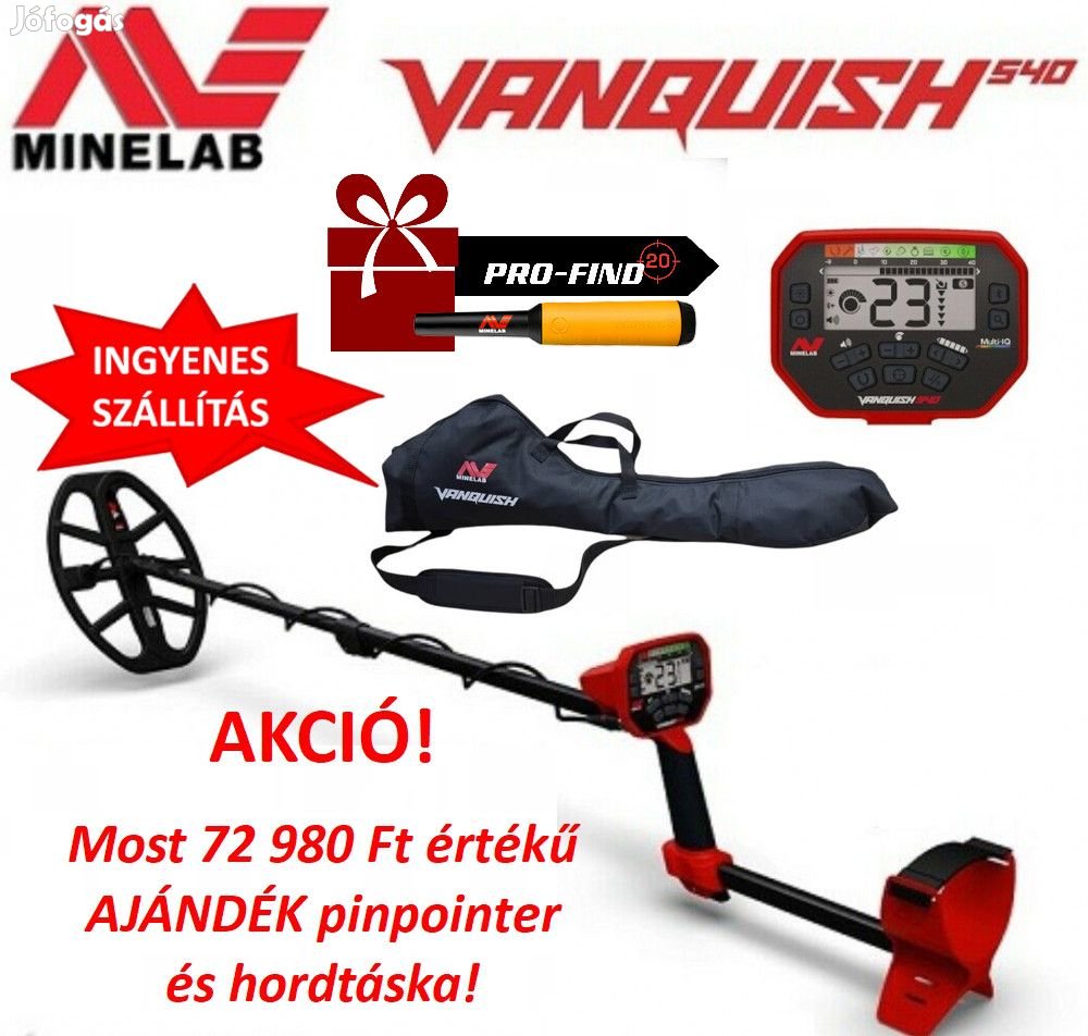 Minelab Vanquish 540 fémdetektor fémkereső + ajándék Pro-Find 20 pinp