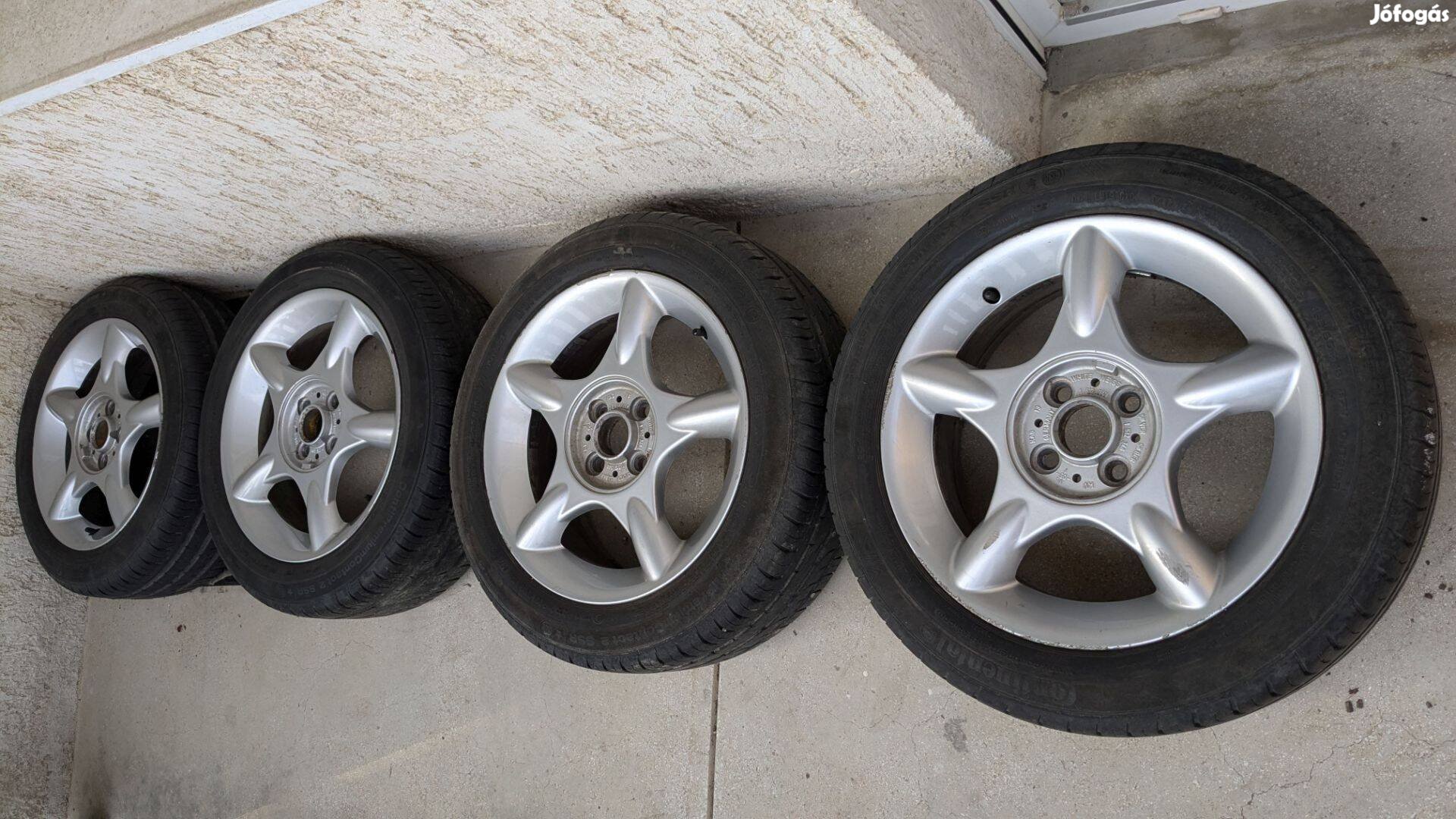 Mini 4x100 16" gyári alufelni szett 195/55 R16 nyári gumikkal eladó