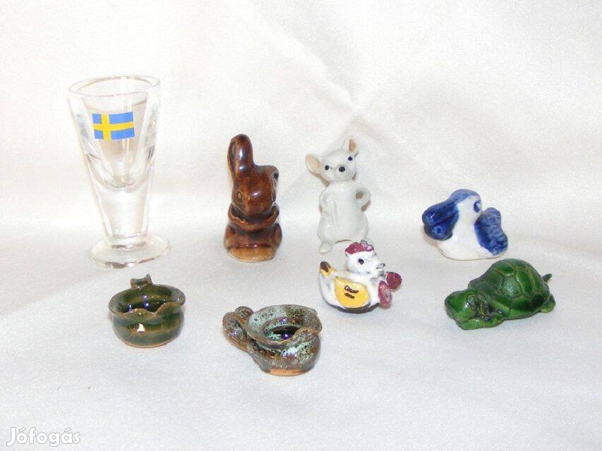 Mini porcelán állatok, tálka babaház kiegészítő dekoráció