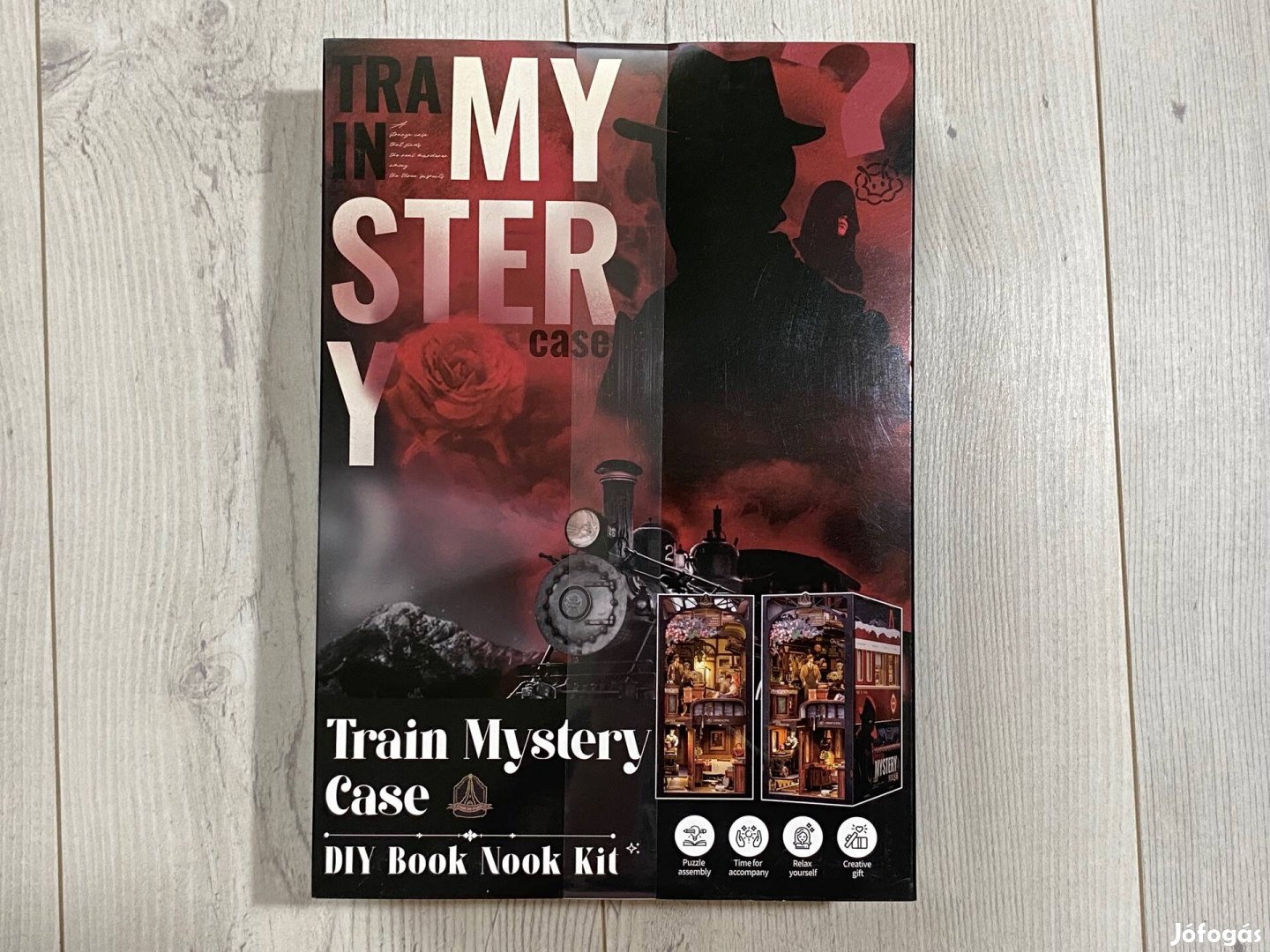 Miniature Dollhouse Train Mystery Case DIY Könyvtámasz