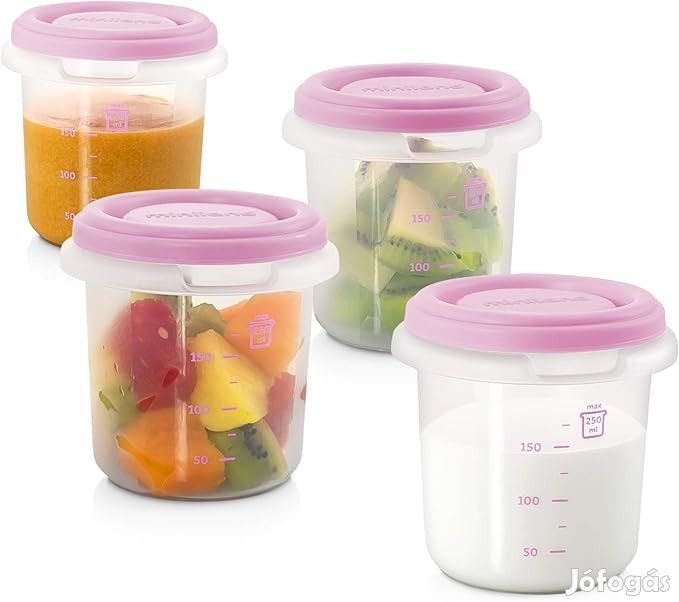 Miniland 4x250ml-es bébiételtárolók-műanyag, OUTLET termék