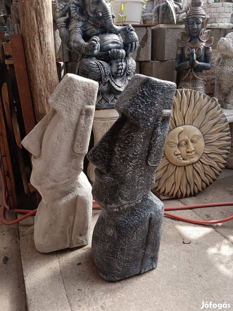 Minimál Kerti Moai szobor Antracit szürke Fagyálló műkő ! Nem beton !