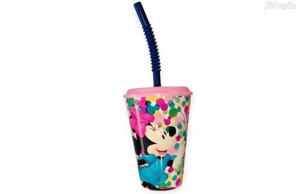 Minnie egér műanyag pohár szívószállal 430 ml