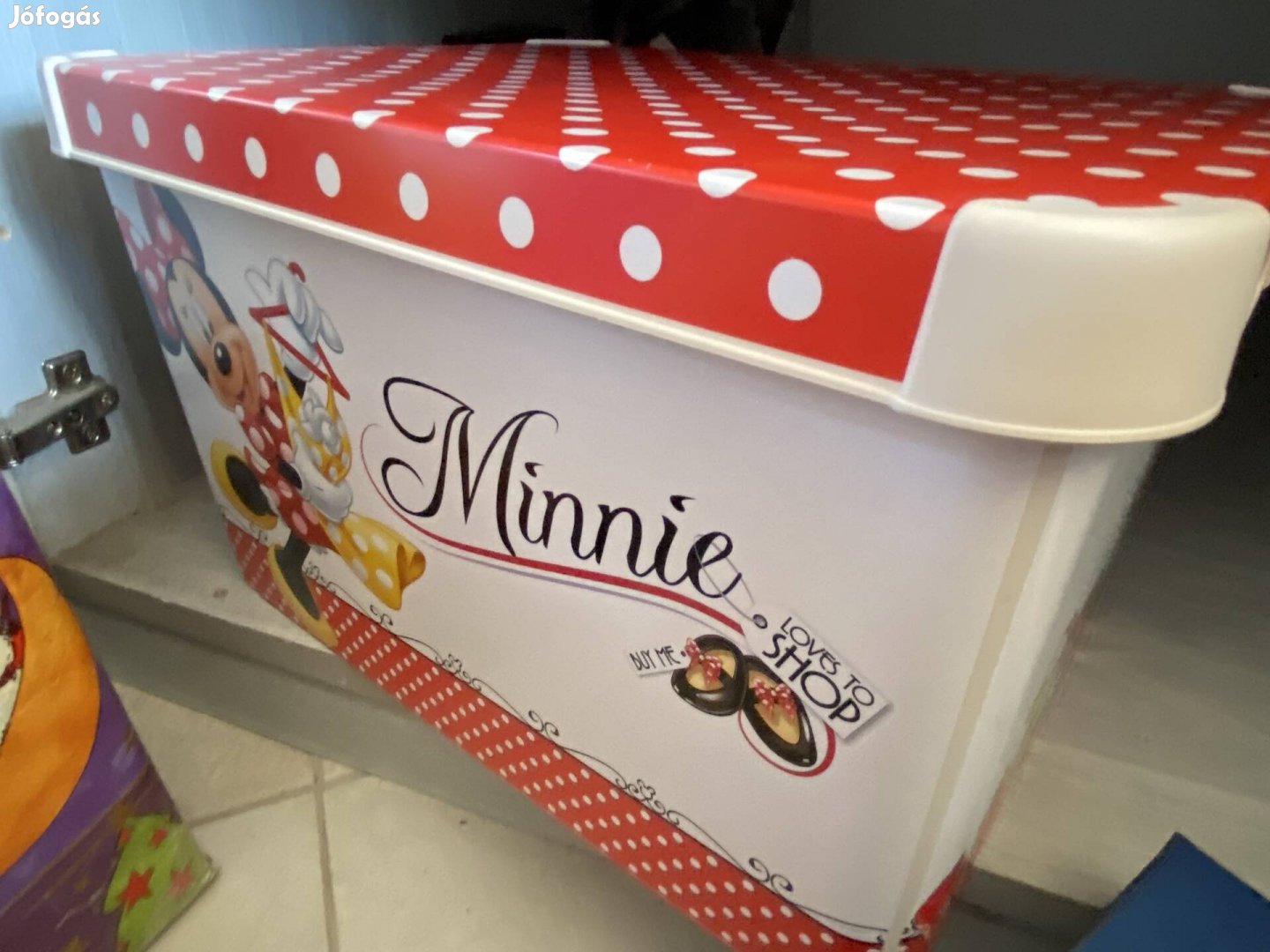 Minnie műanyag tároló doboz ajándék vagy 10 db mesekönyv 