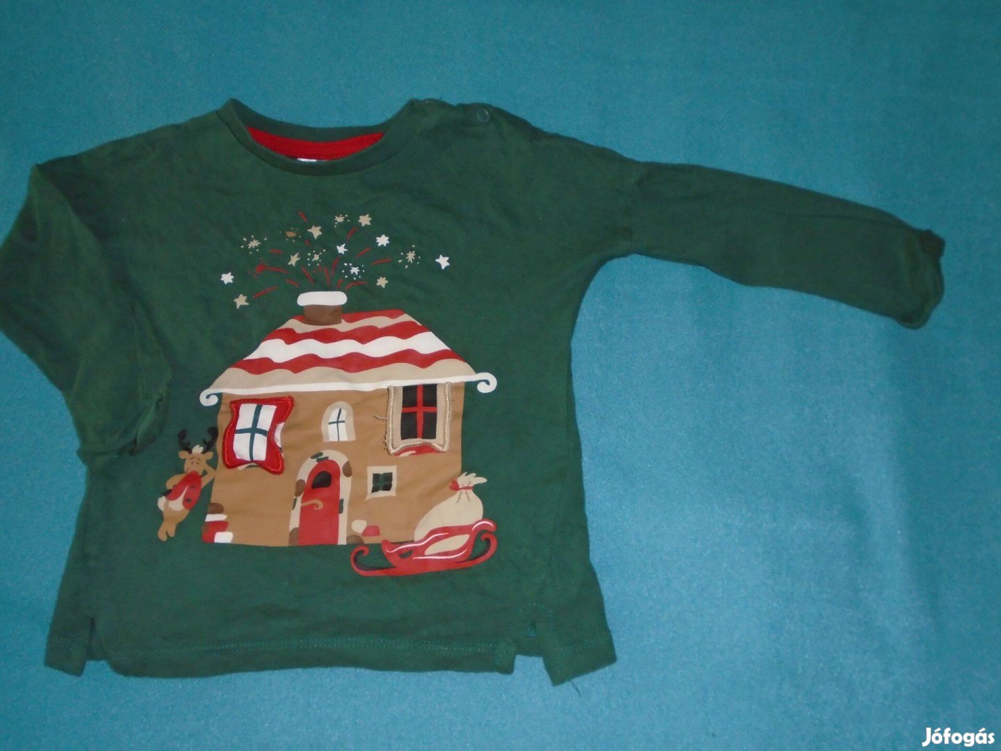 Mintás zöld hosszú ujjú felső 12-18 hó méret 86