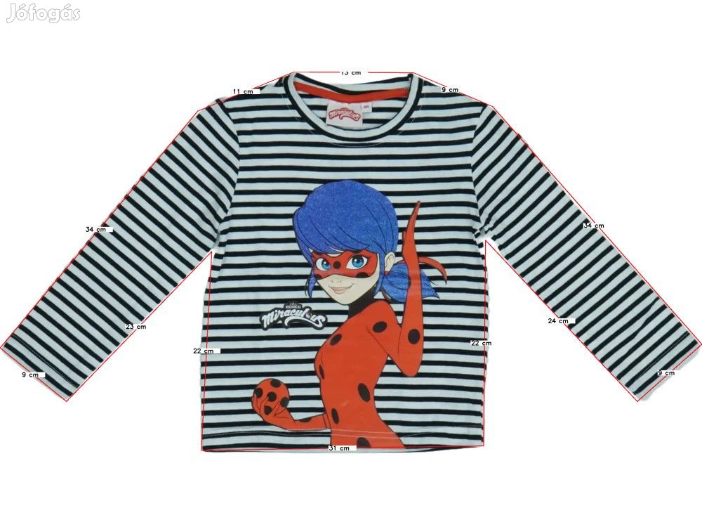Miraculous Ladybug Új (címkés) Lány Hosszú ujjú felső (Méret: 110)