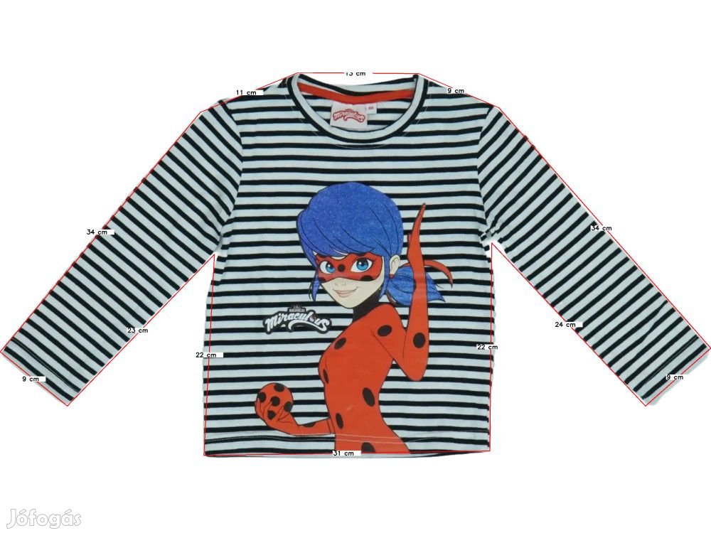 Miraculous Ladybug Új (címkés) Lány Hosszú ujjú felső (Méret: 122)