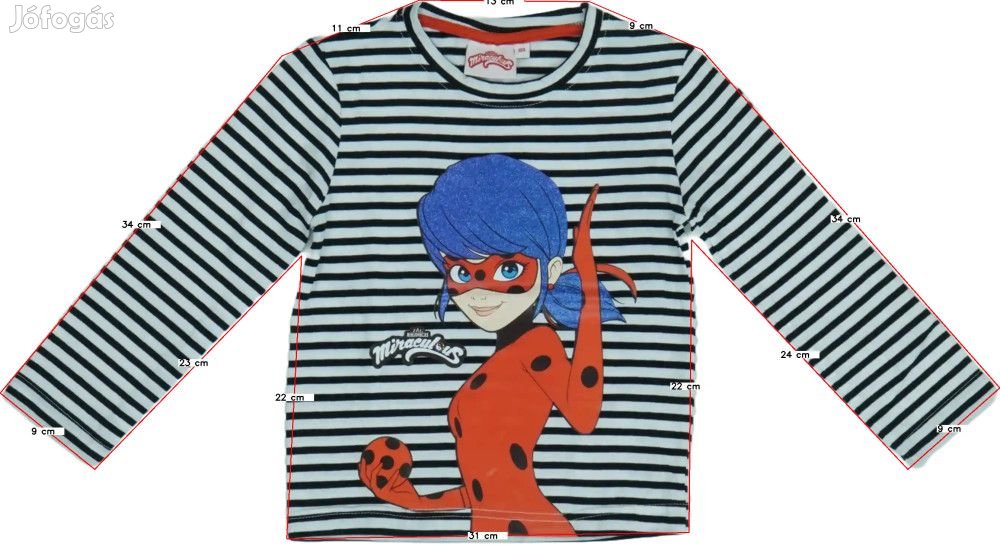 Miraculous Ladybug Új (címkés) Lány Hosszú ujjú felső (Méret: 98)