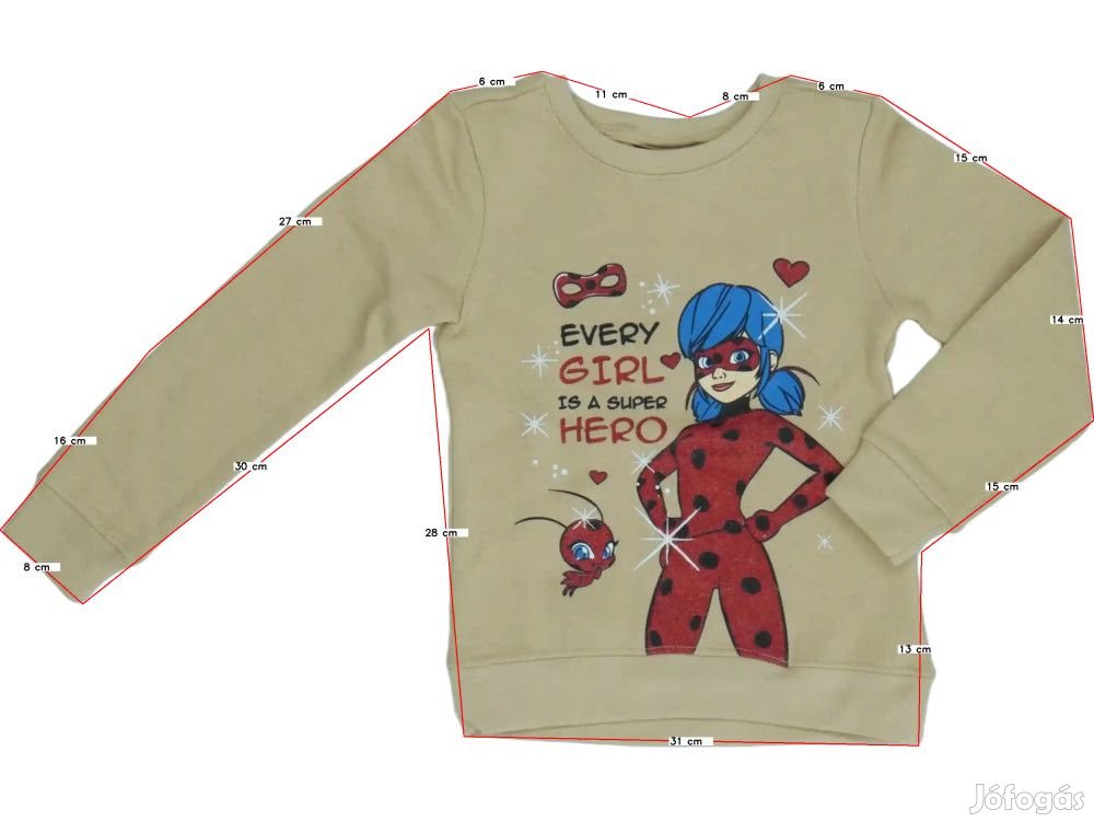 Miraculous Ladybug Új (címkés) Lány Pulóver (Méret: 104)