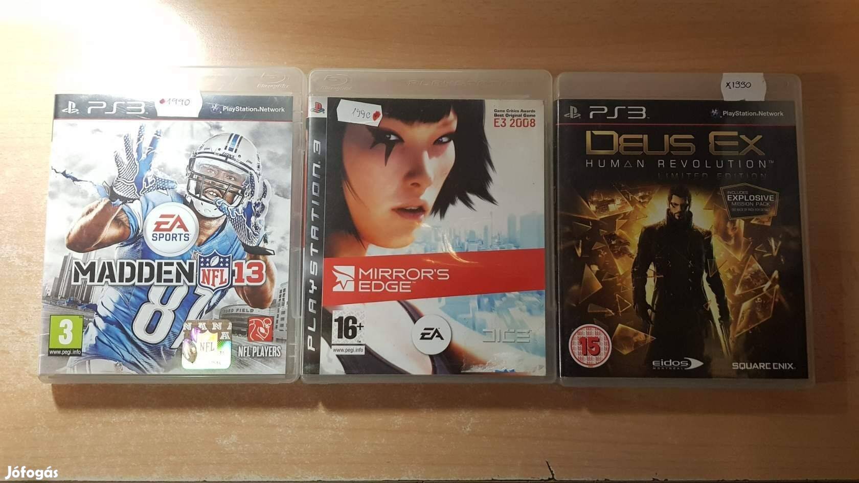 Mirror's Edge, Madden 13, Deus Ex PS3 Playstation 3 játék !