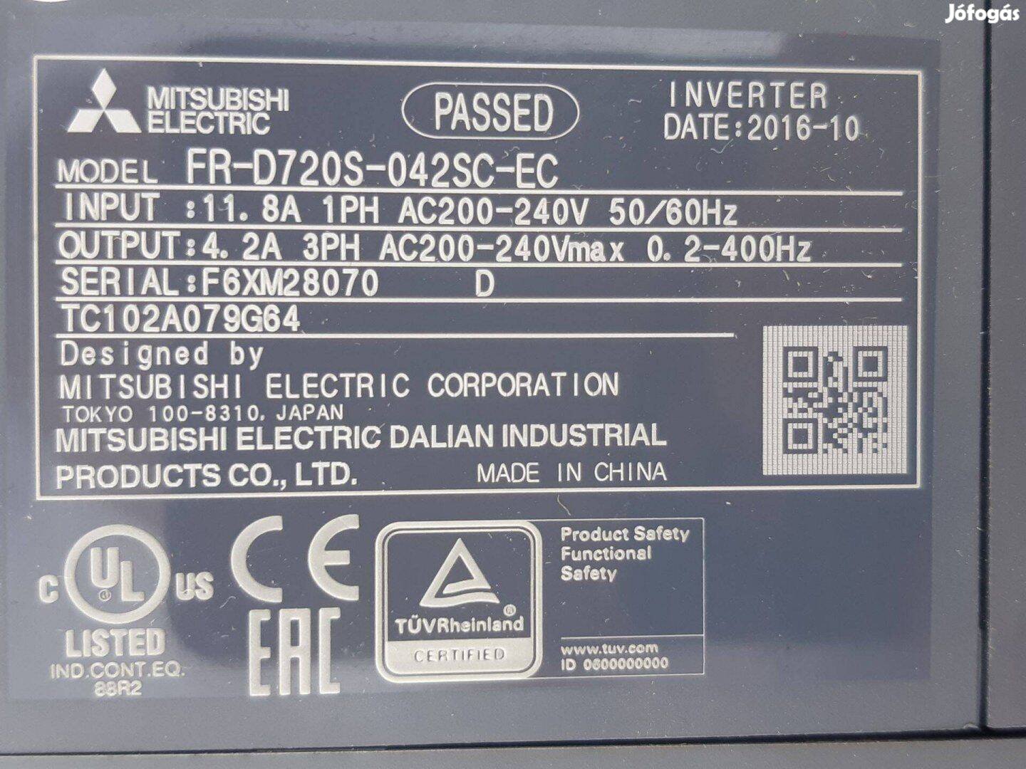 Mitsubishi FR-D720S-042SC-EC frekvenciaváltó 1-PH, 750W, 4.2A