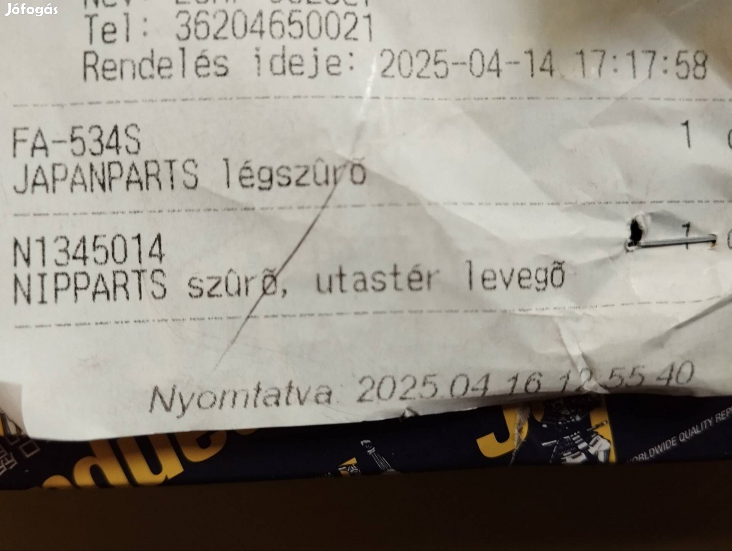 Mitsubishi Lancer levegő szűrő! Japanparts