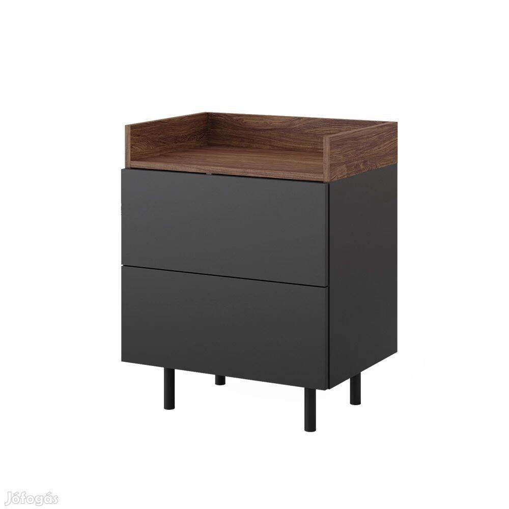 Möbel 5903 - Új Vicco éjjeliszekrény Antracit-dióbarna 54x68 cm, Anika