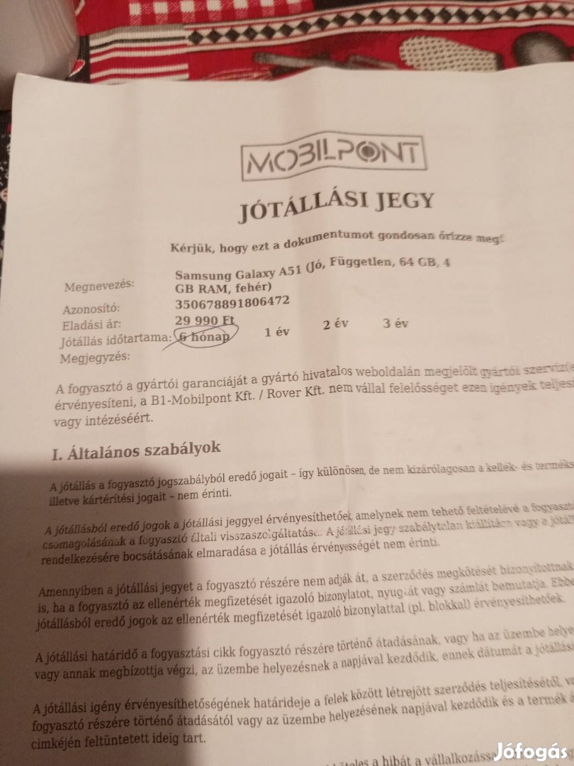 Mobil telefon eladó