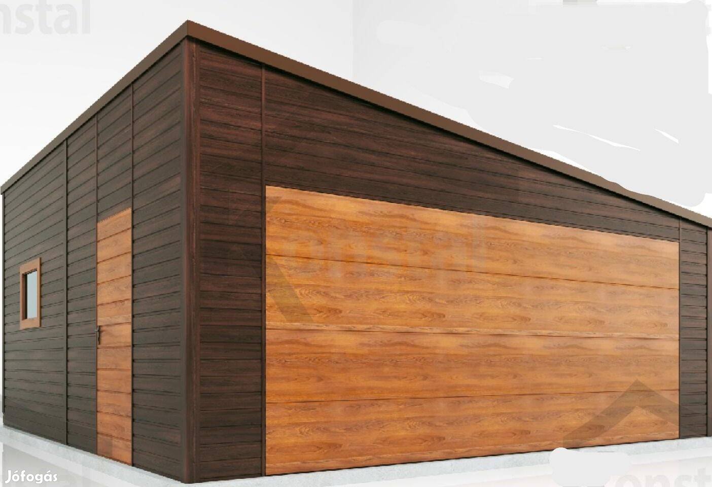 Mobilgarázs, Mobilépület, 6x6m, 76m Prémium, jobb oldalra lejtő tető