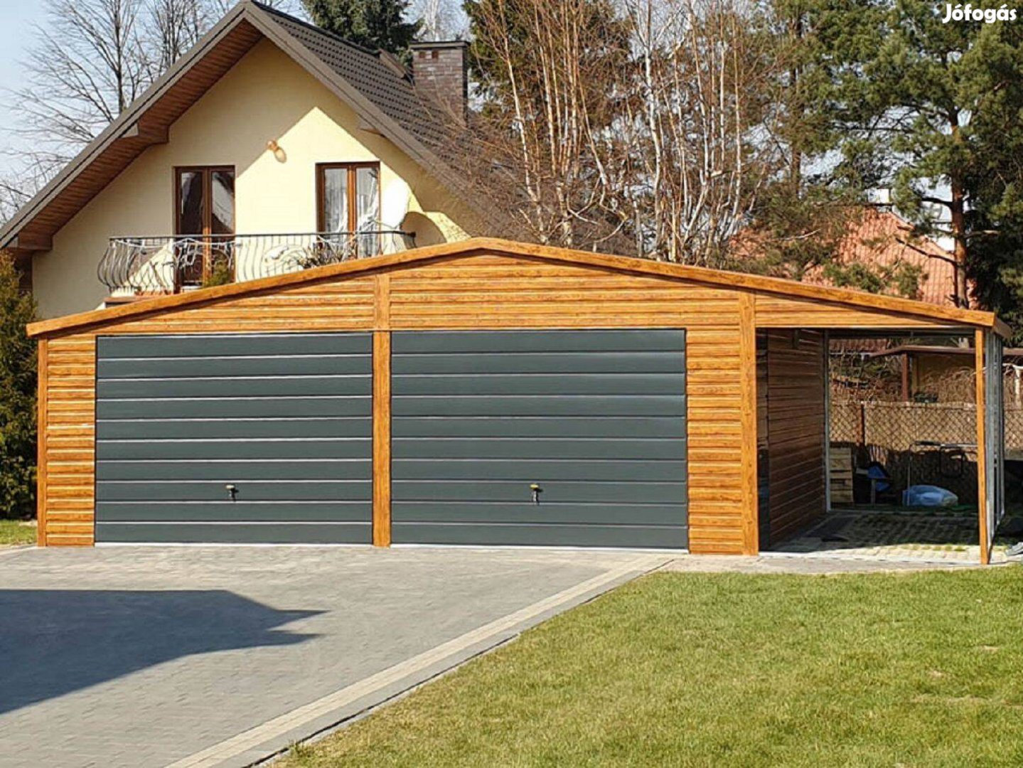 Mobilgarázs, Mobilépület, 7+2x6 m oldaltető, 34m Prémium, ingyenes szá