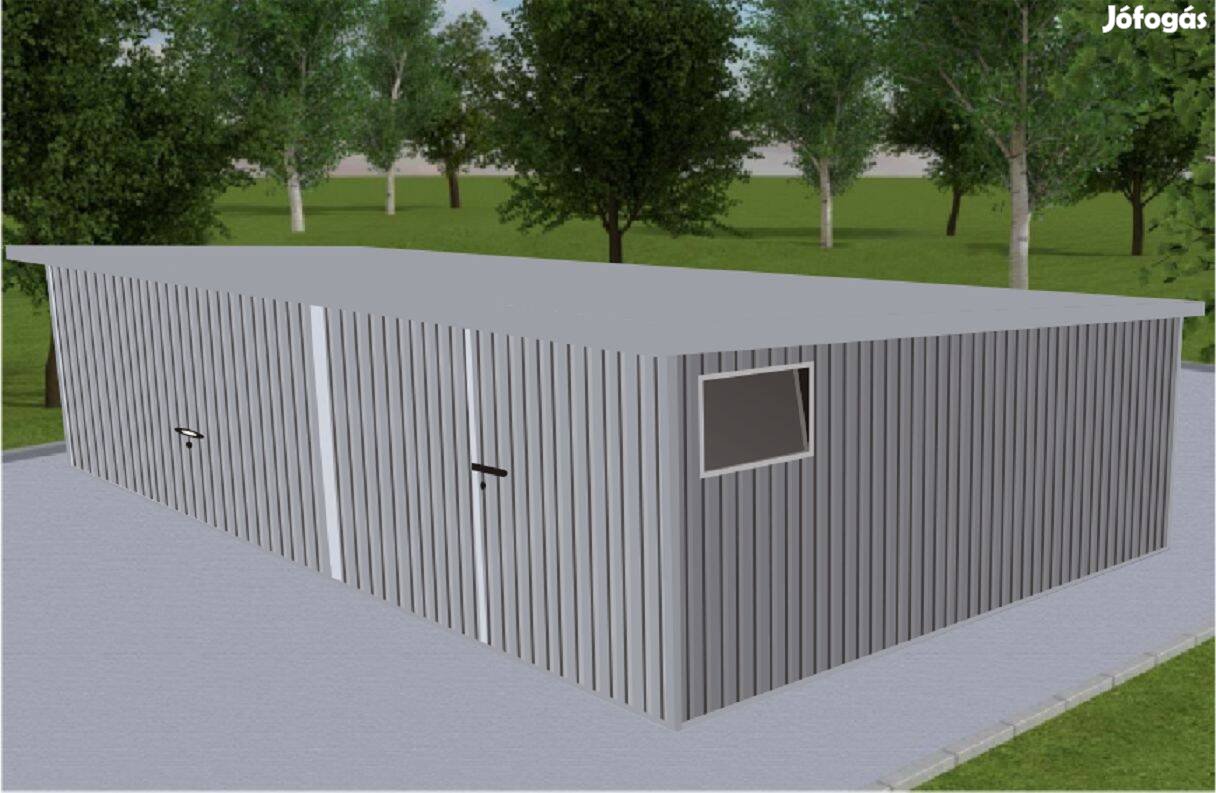 Mobilgarázs, tároló, Terv 6x5 m, 42m, függőleges bordázatú - ingyenes