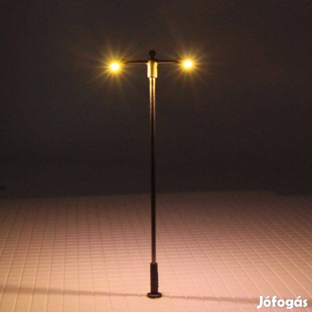 Modell Lámpa Makett - LED-es! Melegfehér - 8cm / H0 HO OO S (0901)