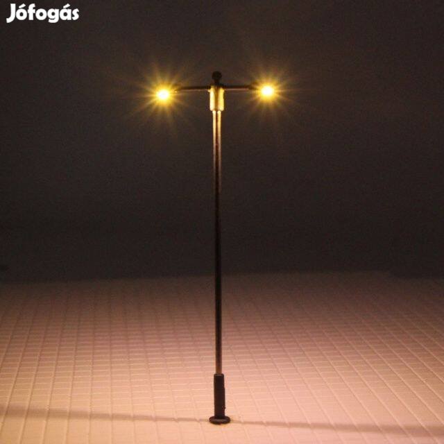 Modell Lámpa Makett - LED-es! Melegfehér - 8cm H0 HO OO S _