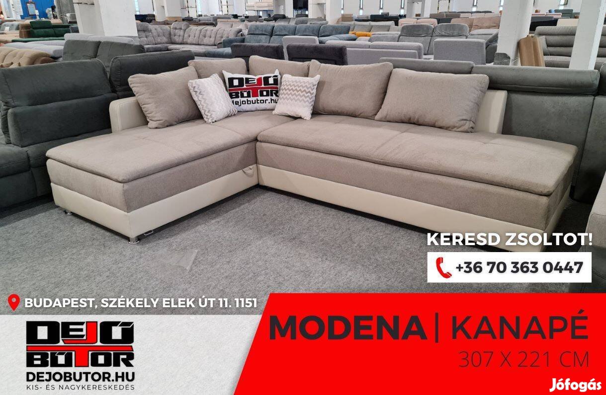 Modena rugós kanapé ülőgarnitúra sarok 310x221 cm ágyazható barna