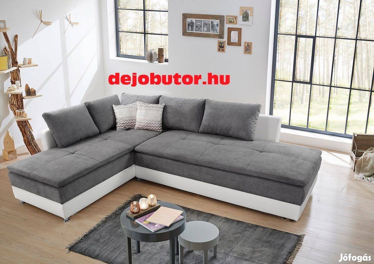 Modena sarok gray kanapé bútor ülőgarnitúra rugós 306x221 cm ágyazható