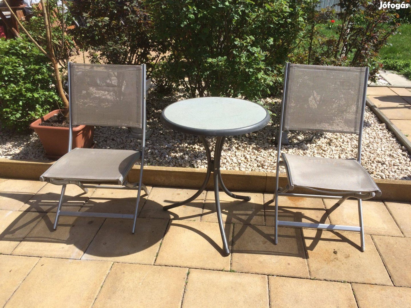 Modern 2 személyes Összecsukható Balkon szett Szürke Kerti Garnitúra