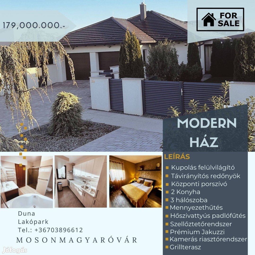 Modern A+ tanusítványos hőszivattyús családi ház 765 m2 telken