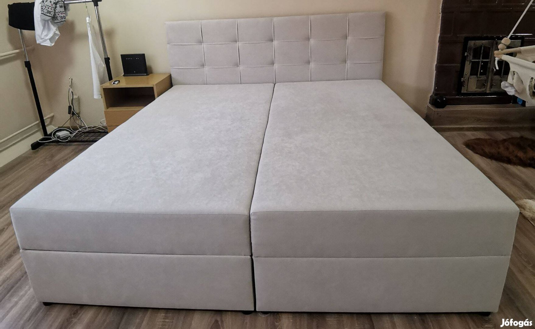 Modern boxspring ágy tárolóhellyel 180x200 - bézs