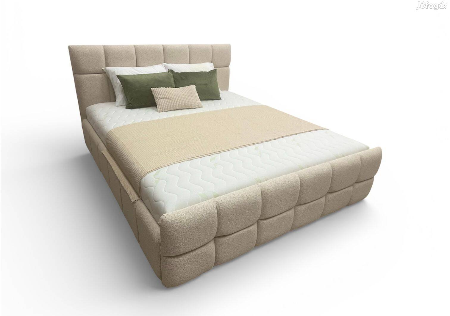 Modern kárpitozott franciaágy ágyneműtartóval 160x200 Új
