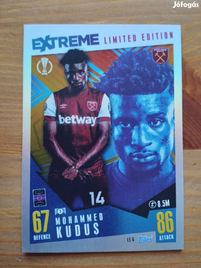 Mohammed Kudus (West Ham) Limited Edition BL Extra 2023 kártya